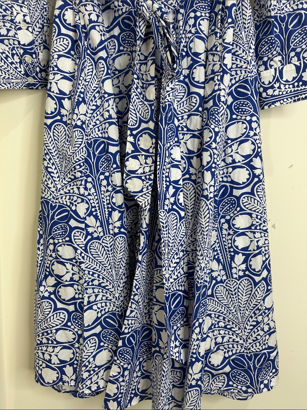 BODEN Blue Floral Long Sleeve Midi Belted Shirt Dress Size 14 - Picture 13 of 16